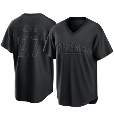 Men's Aaron Nola Philadelphia Phillies Replica Black Pitch Fashion Jersey