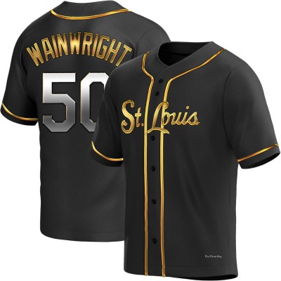 Men's Adam Wainwright St. Louis Cardinals Replica Black Golden Alternate Jersey