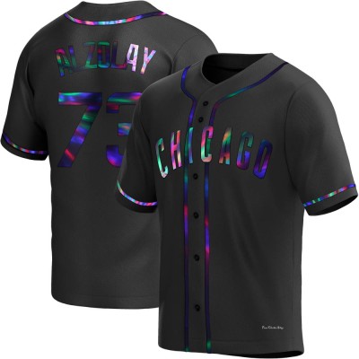 Men's Adbert Alzolay Chicago Cubs Replica Black Holographic Alternate Jersey