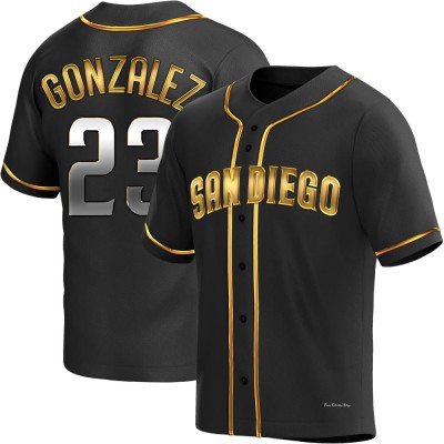 Men's Adrian Gonzalez San Diego Padres Replica Black Golden Alternate Jersey