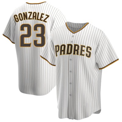 Men's Adrian Gonzalez San Diego Padres Replica White/Brown Home Jersey