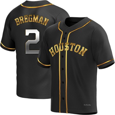 Men's Alex Bregman Houston Astros Replica Black Golden Alternate Jersey