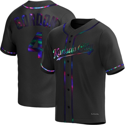 Men's Alex Gordon Kansas City Royals Replica Black Holographic Alternate Jersey