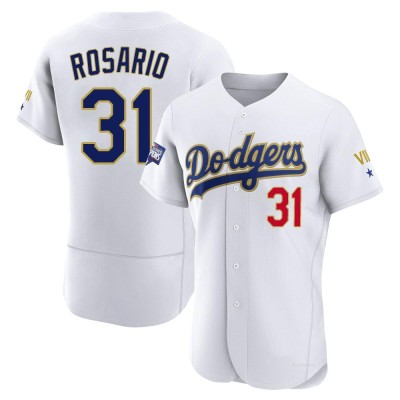 Men's Amed Rosario Los Angeles Dodgers Authentic White/Gold 2021 Gold Program Player Jersey