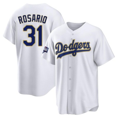 Men's Amed Rosario Los Angeles Dodgers Replica White/Gold 2021 Gold Program Player Jersey