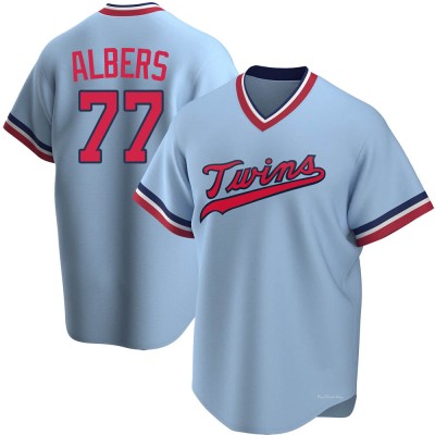 Men's Andrew Albers Minnesota Twins Replica Light Blue Road Cooperstown Collection Jersey