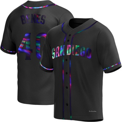 Men's Andy Benes San Diego Padres Replica Black Holographic Alternate Jersey