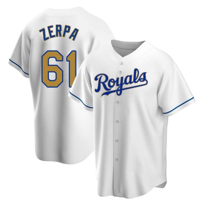 Men's Angel Zerpa Kansas City Royals Replica Gold White Home Jersey