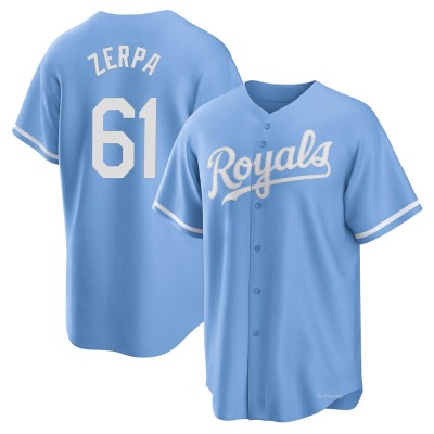 Men's Angel Zerpa Kansas City Royals Replica Light Blue 2022 Alternate Jersey