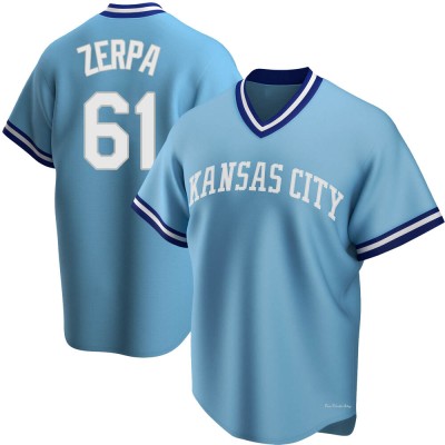 Men's Angel Zerpa Kansas City Royals Replica Light Blue Road Cooperstown Collection Jersey