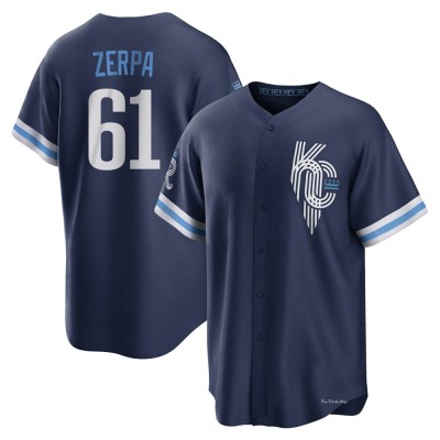 Men's Angel Zerpa Kansas City Royals Replica Navy 2022 City Connect Jersey