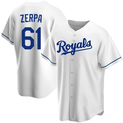 Men's Angel Zerpa Kansas City Royals Replica White Home Jersey