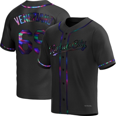 Men's Anthony Veneziano Kansas City Royals Replica Black Holographic Alternate Jersey