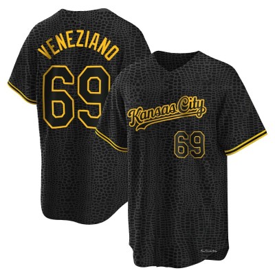 Men's Anthony Veneziano Kansas City Royals Replica Black Snake Skin City Jersey