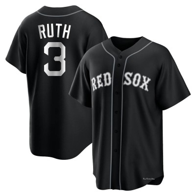 Men's Babe Ruth Boston Red Sox Replica Black/White Jersey