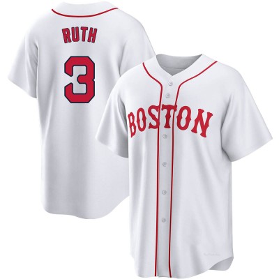 Men's Babe Ruth Boston Red Sox Replica White 2021 Patriots' Day Jersey