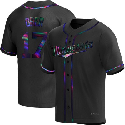 Men's Bailey Ober Minnesota Twins Replica Black Holographic Alternate Jersey