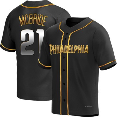 Men's Bake Mcbride Philadelphia Phillies Replica Black Golden Alternate Jersey