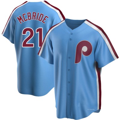 Men's Bake Mcbride Philadelphia Phillies Replica Light Blue Road Cooperstown Collection Jersey