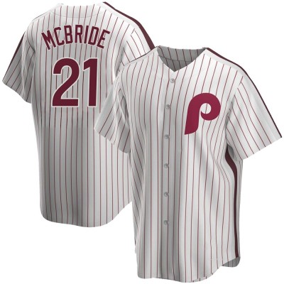 Men's Bake Mcbride Philadelphia Phillies Replica White Home Cooperstown Collection Jersey