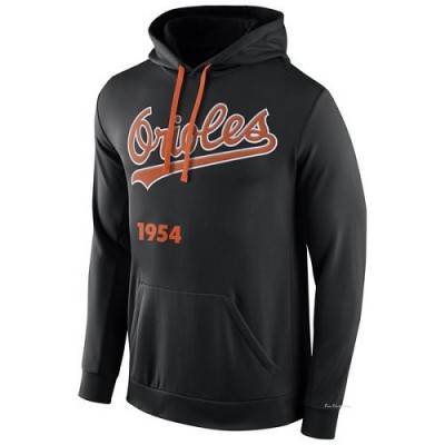 Men's Baltimore Orioles Black Cooperstown Performance Pullover Hoodie -