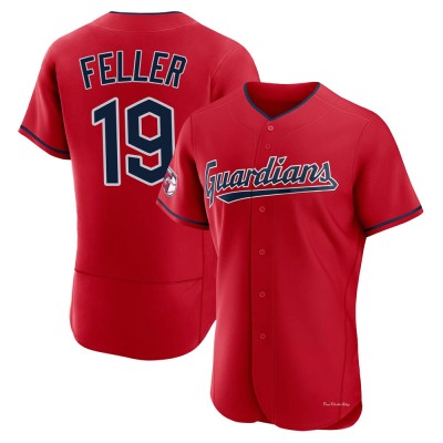 Men's Bob Feller Cleveland Guardians Authentic Red Alternate Jersey