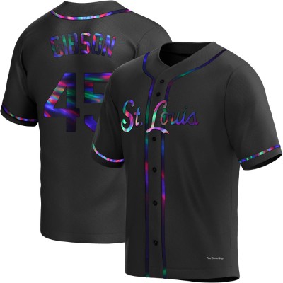 Men's Bob Gibson St. Louis Cardinals Replica Black Holographic Alternate Jersey