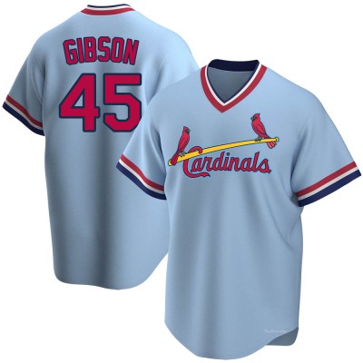 Men's Bob Gibson St. Louis Cardinals Replica Light Blue Road Cooperstown Collection Jersey