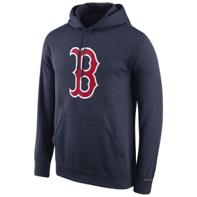 Men's Boston Red Sox Navy Logo Performance Pullover Hoodie -