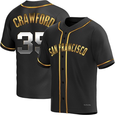 Men's Brandon Crawford San Francisco Giants Replica Black Golden Alternate Jersey