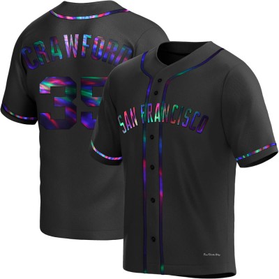 Men's Brandon Crawford San Francisco Giants Replica Black Holographic Alternate Jersey