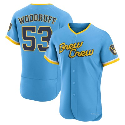 Men's Brandon Woodruff Milwaukee Brewers Authentic Blue Powder 2022 City Connect Jersey