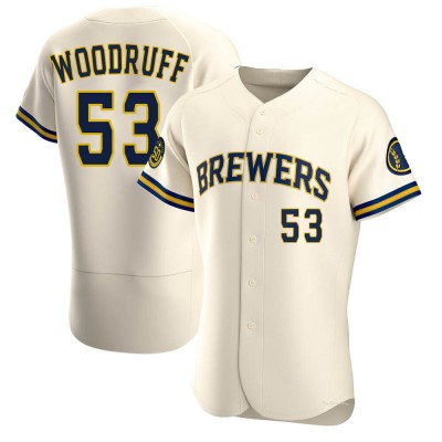 Men's Brandon Woodruff Milwaukee Brewers Authentic Cream Home Jersey