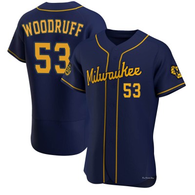 Men's Brandon Woodruff Milwaukee Brewers Authentic Navy Alternate Jersey