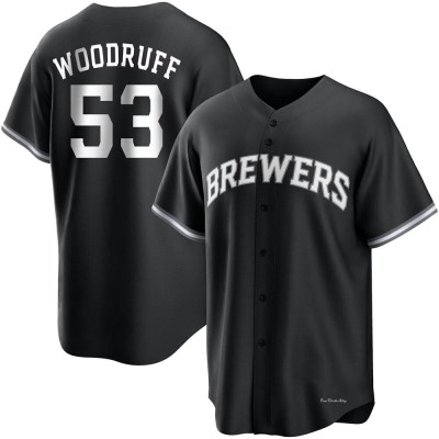 Men's Brandon Woodruff Milwaukee Brewers Replica Black/White Jersey