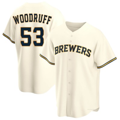 Men's Brandon Woodruff Milwaukee Brewers Replica Cream Home Jersey