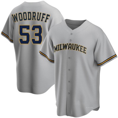 Men's Brandon Woodruff Milwaukee Brewers Replica Gray Road Jersey