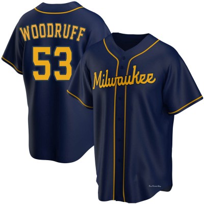 Men's Brandon Woodruff Milwaukee Brewers Replica Navy Alternate Jersey