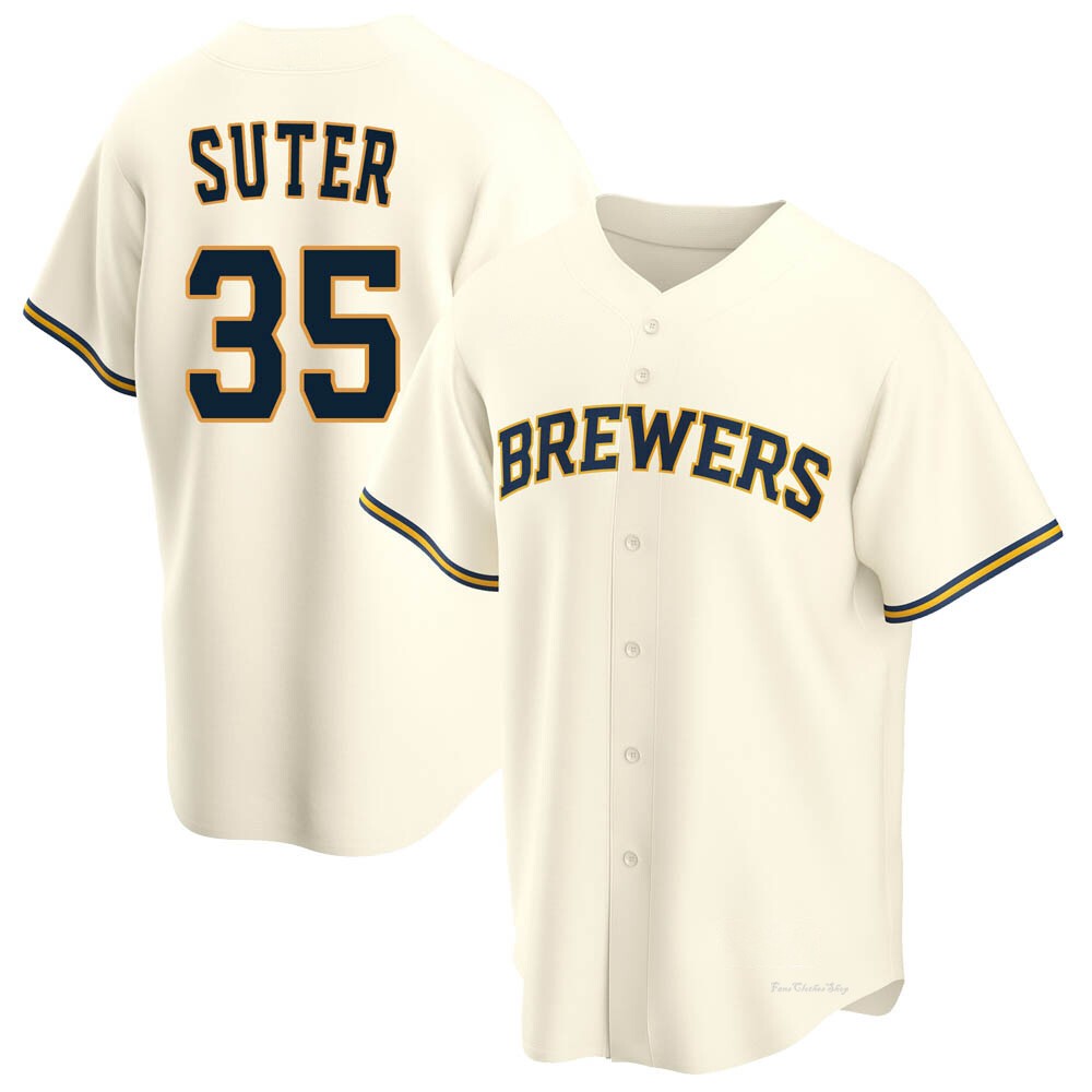 Men's Brent Suter Milwaukee Brewers Replica Cream Home Jersey - Fans 