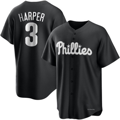 Men's Bryce Harper Philadelphia Phillies Replica Black/White Jersey