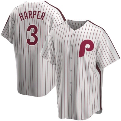 Men's Bryce Harper Philadelphia Phillies Replica White Home Cooperstown Collection Jersey