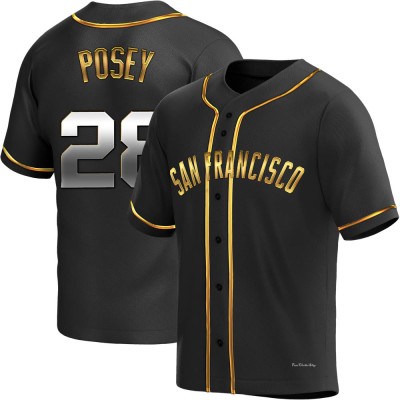 Men's Buster Posey San Francisco Giants Replica Black Golden Alternate Jersey