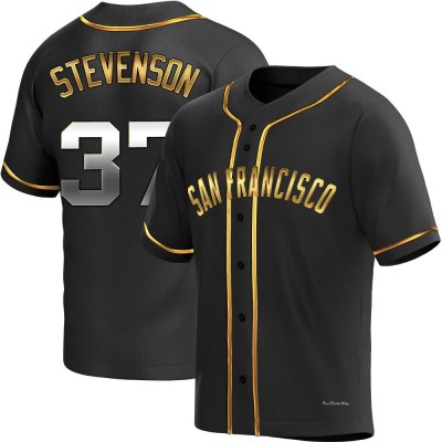 Men's Cal Stevenson San Francisco Giants Replica Black Golden Alternate Jersey