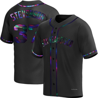 Men's Cal Stevenson San Francisco Giants Replica Black Holographic Alternate Jersey