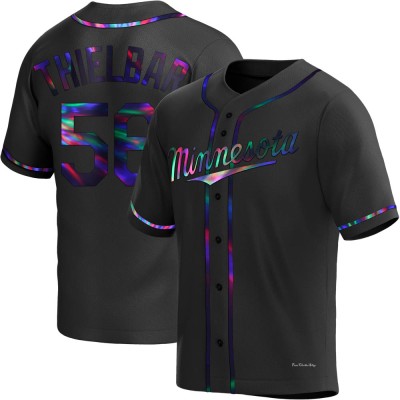 Men's Caleb Thielbar Minnesota Twins Replica Black Holographic Alternate Jersey