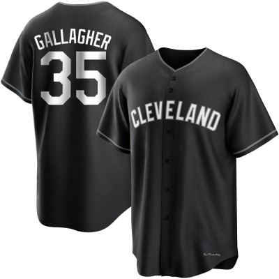 Men's Cam Gallagher Cleveland Guardians Replica Black/White Jersey