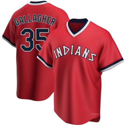 Men's Cam Gallagher Cleveland Guardians Replica Red Road Cooperstown Collection Jersey