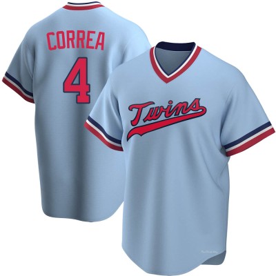 Men's Carlos Correa Minnesota Twins Replica Light Blue Road Cooperstown Collection Jersey