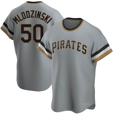 Men's Carmen Mlodzinski Pittsburgh Pirates Replica Gray Road Cooperstown Collection Jersey