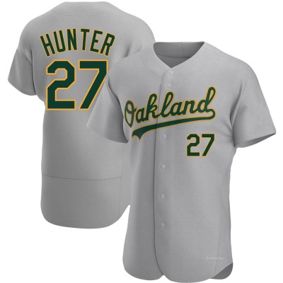 Men's Catfish Hunter Oakland Athletics Authentic Gray Road Jersey